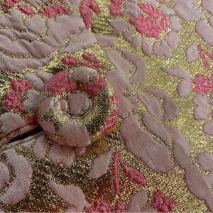 Vintage Designer Metallic Brocade Long Pink & Gold Opera Coat